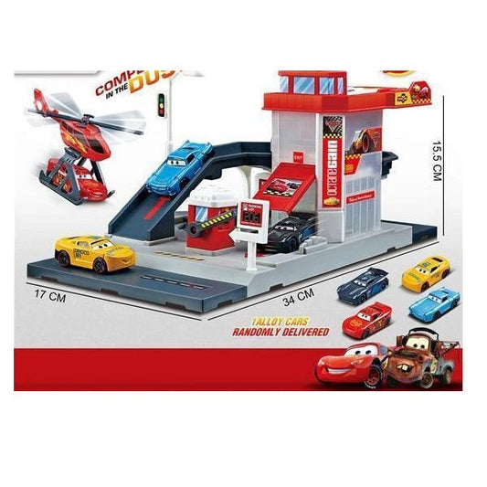 Cars and Helicopter Playset