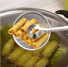 Frying Tong With Strainer Stainless Steel